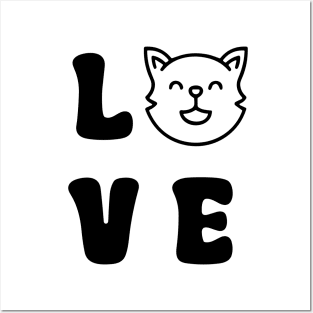 Love Cat Black Posters and Art